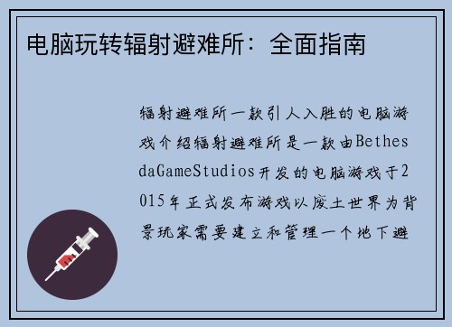 电脑玩转辐射避难所：全面指南